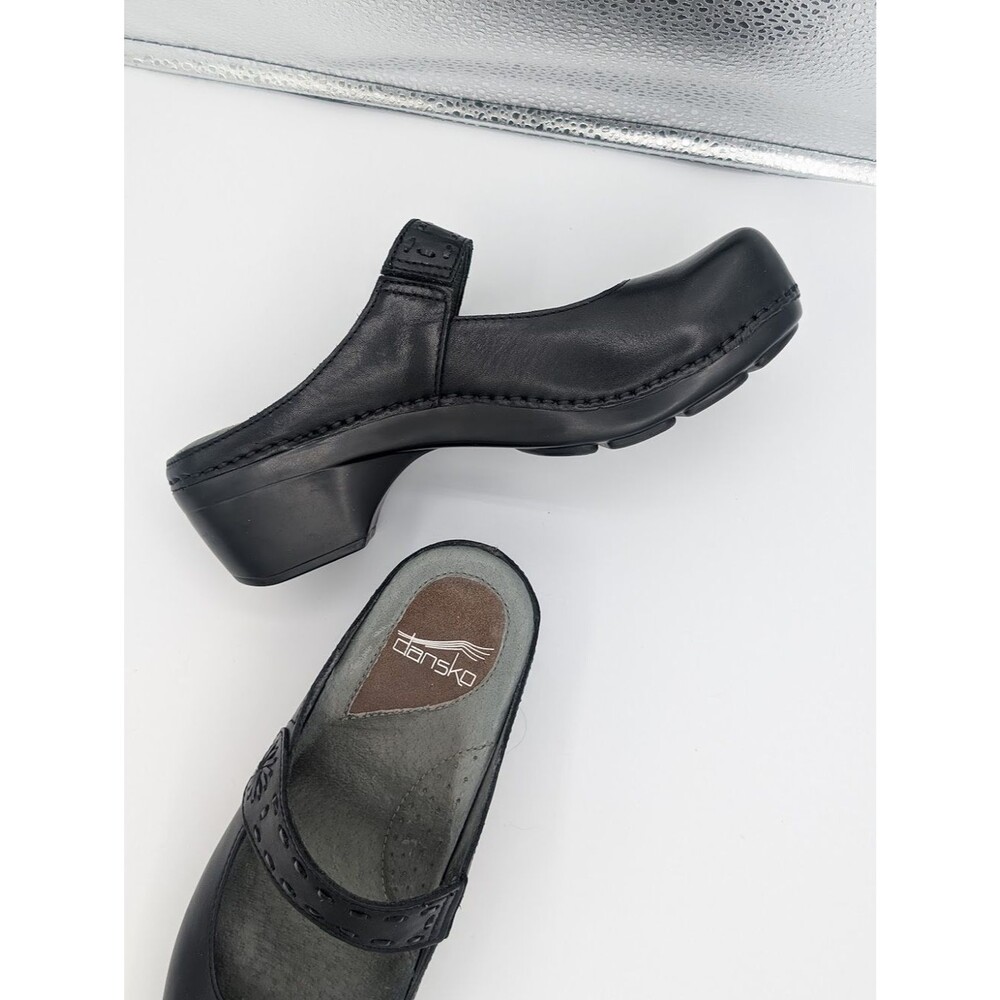 Dansko Black Leather Mary Jane Clogs Size 39 - Picture 8 of 9